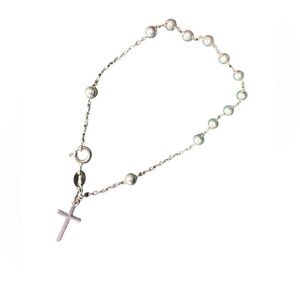 Vtg 925 Silver Cross Beaded Bracelet